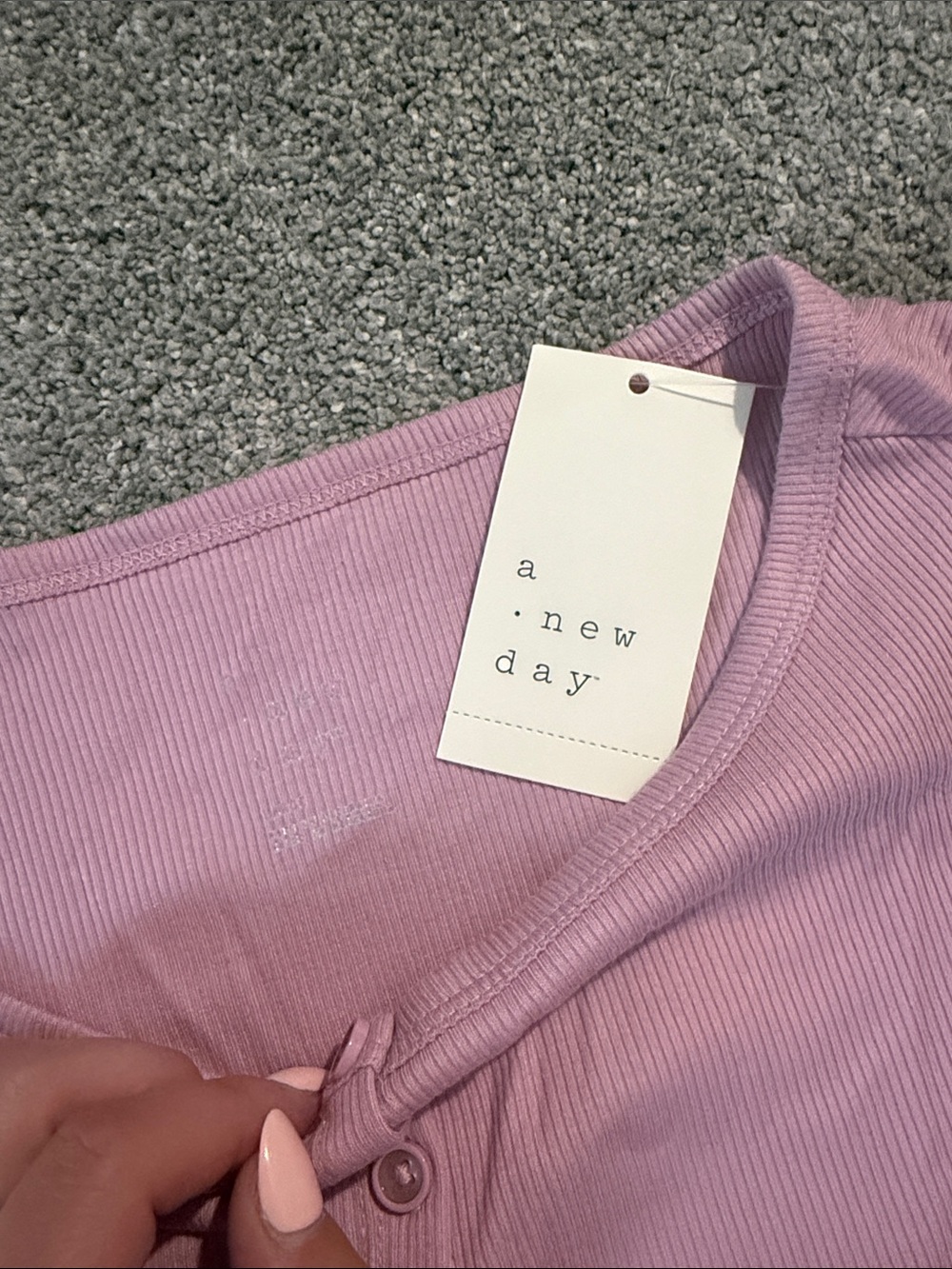 a new day Lilac Ribbed Button-Front Tank - Picture 2 of 3